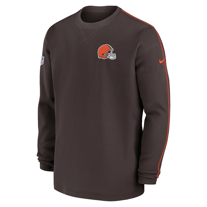 Men's Nike Brown Cleveland Browns 2024 Sideline Coaches Long Sleeve Top