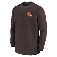 Men's Nike Brown Cleveland Browns 2024 Sideline Coaches Long Sleeve Top