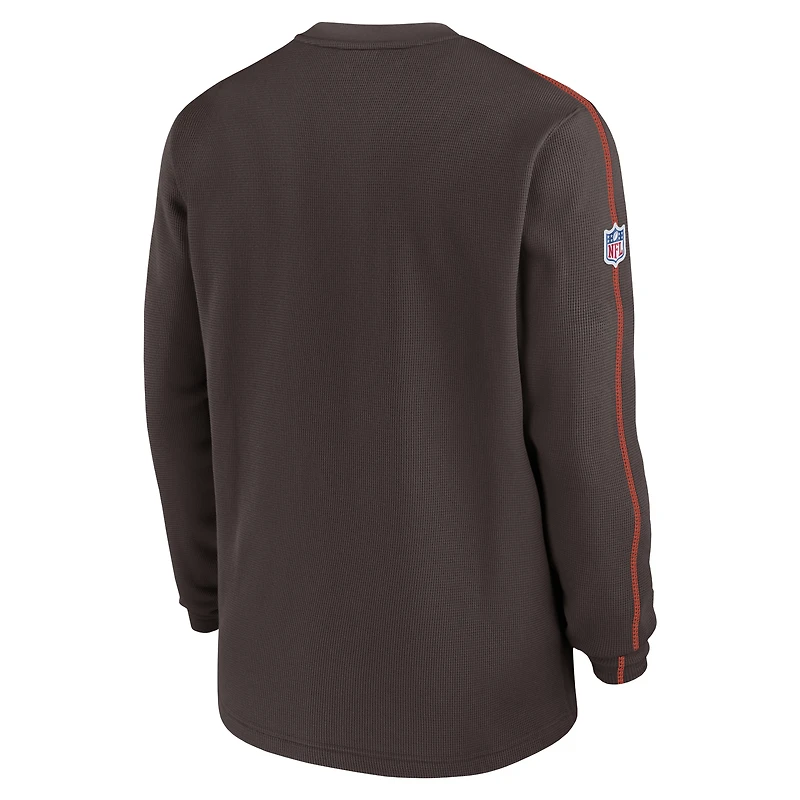 Men's Nike Brown Cleveland Browns 2024 Sideline Coaches Long Sleeve Top