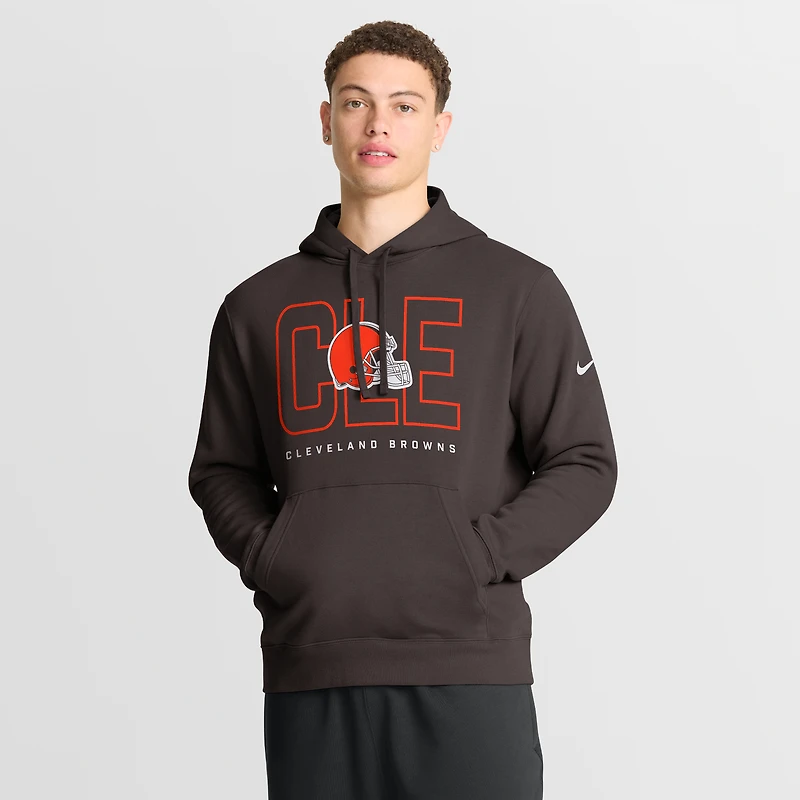 Men's Nike Brown Cleveland Browns Busted Play Club Fleece Pullover Hoodie