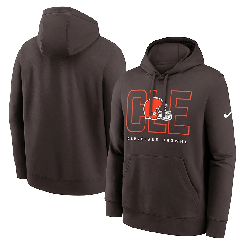 Sweat à capuche en polaire Nike marron Cleveland Browns Busted Play Club pour homme
