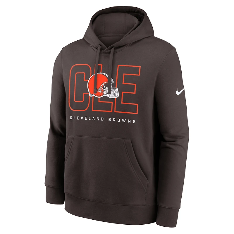 Men's Nike Brown Cleveland Browns Busted Play Club Fleece Pullover Hoodie