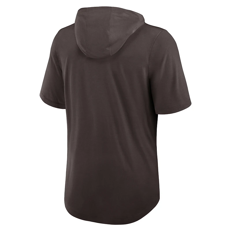 Men's Nike Brown Cleveland Browns Lockup Tri-Blend Hoodie T-Shirt