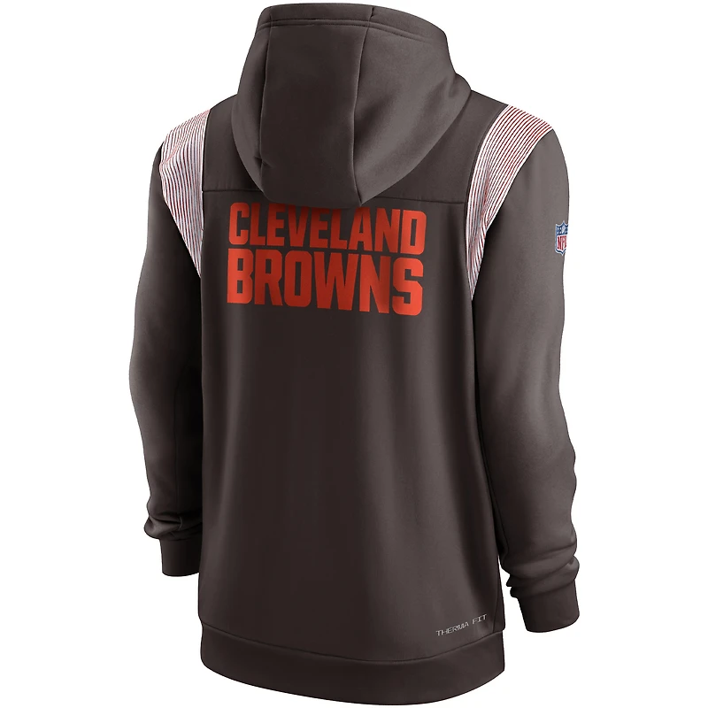 Chandail à capuchon glissière pleine longueur Nike Cleveland Browns Performance Sideline Lockup pour homme, marron