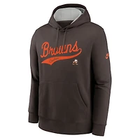 Men's Nike Brown Cleveland Browns Rewind Club Logo Pullover Hoodie