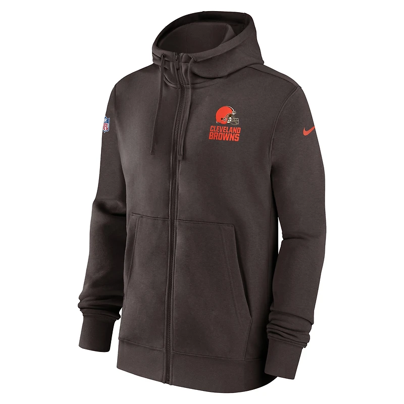 Sweat à capuche entièrement zippé Nike Cleveland Browns Sideline Club Performance pour homme, marron