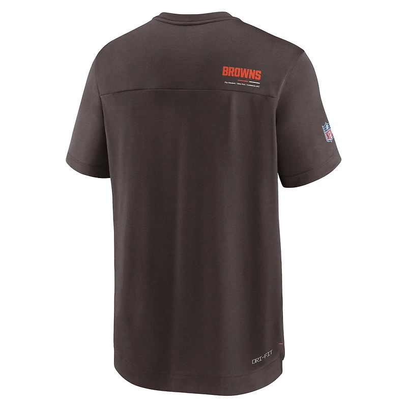 Men's Nike Brown Cleveland Browns Sideline Coach Chevron Lock Up Logo V-Neck Performance T-Shirt