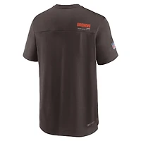 Men's Nike Brown Cleveland Browns Sideline Coach Chevron Lock Up Logo V-Neck Performance T-Shirt