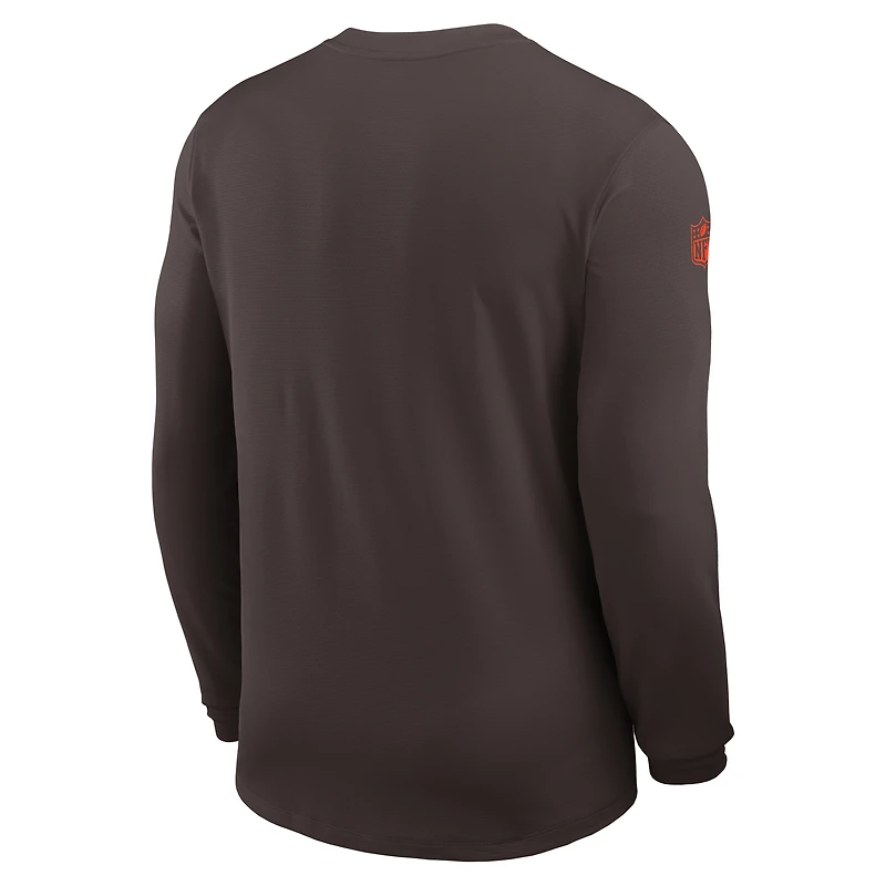 Maillot à manches longues Nike marron Cleveland Browns Sideline Coach UV Dri-FIT pour homme