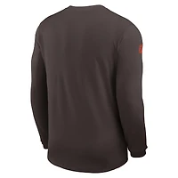 Maillot à manches longues Nike marron Cleveland Browns Sideline Coach UV Dri-FIT pour homme