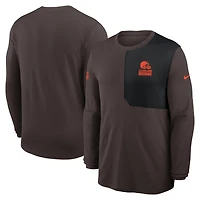 Maillot à manches longues Nike marron Cleveland Browns Sideline Coach UV Dri-FIT pour homme