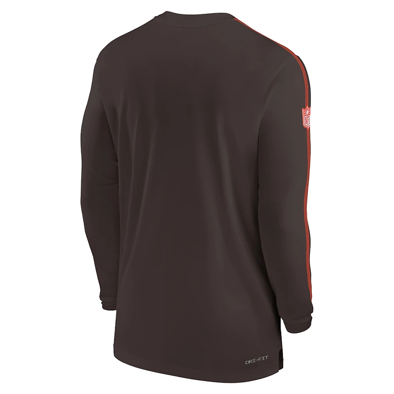Men's Nike Brown Cleveland Browns Sideline Coach UV Performance Long Sleeve T-Shirt
