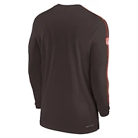 Men's Nike Brown Cleveland Browns Sideline Coach UV Performance Long Sleeve T-Shirt