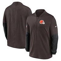 Pull Nike marron à demi-zip pour homme Cleveland Browns Sideline Dri-FIT