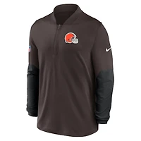 Pull Nike marron à demi-zip pour homme Cleveland Browns Sideline Dri-FIT
