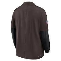 Pull Nike marron à demi-zip pour homme Cleveland Browns Sideline Dri-FIT