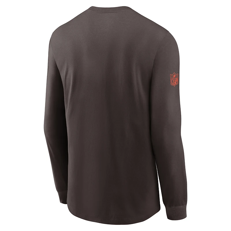 Men's Nike Brown Cleveland Browns Sideline Dri-FIT Long Sleeve T-Shirt