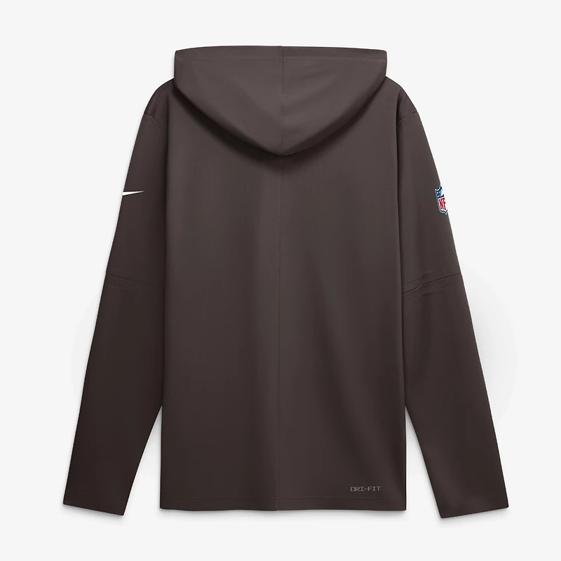 Haut à capuche léger manches longues Nike Cleveland Browns Sideline pour homme, marron, technologie Dri-FIT.