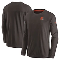 Men's Nike Brown Cleveland Browns Sideline Lockup Performance - Long Sleeve T-Shirt