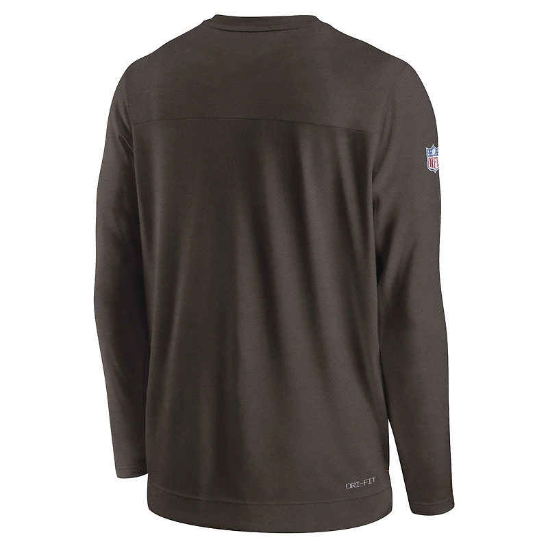 Men's Nike Brown Cleveland Browns Sideline Lockup Performance - Long Sleeve T-Shirt