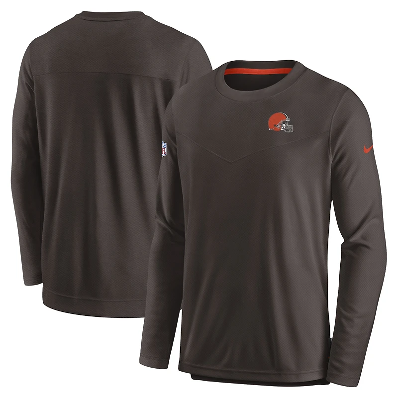 Men's Nike Brown Cleveland Browns Sideline Lockup Performance - Long Sleeve T-Shirt