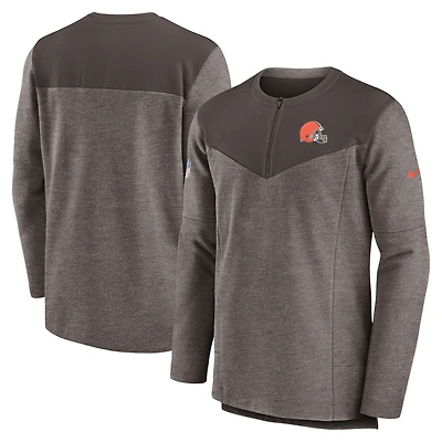 Nike Cleveland Browns Sideline Lockup Performance pour homme - Marron Haut à fermeture glissière quart