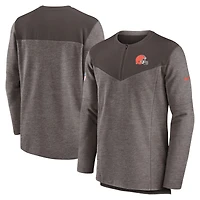 Nike Cleveland Browns Sideline Lockup Performance pour homme - Marron Haut à fermeture glissière quart