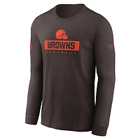 Men's Nike Brown Cleveland Browns Sideline Performance Long Sleeve T-Shirt