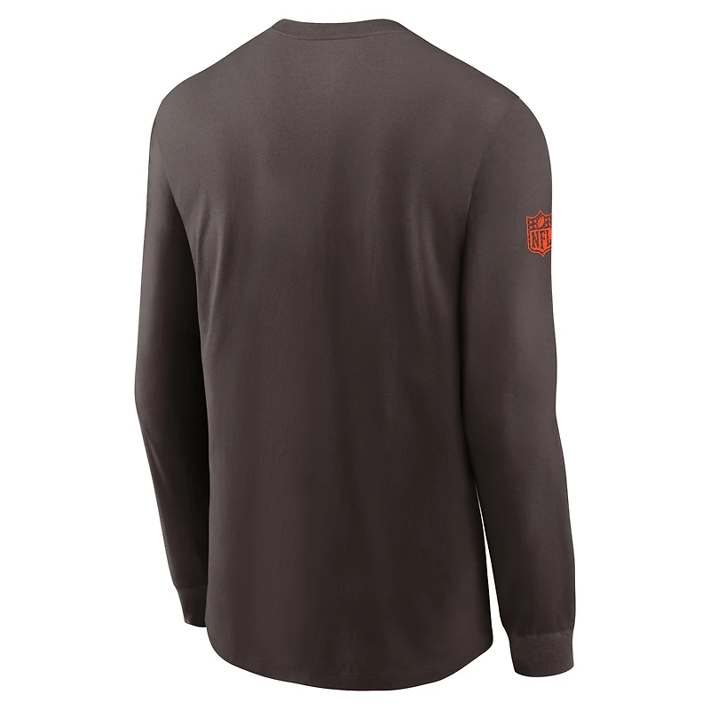 Men's Nike Brown Cleveland Browns Sideline Performance Long Sleeve T-Shirt