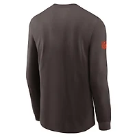 Men's Nike Brown Cleveland Browns Sideline Performance Long Sleeve T-Shirt