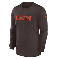 T-shirt à manches longues Nike marron Cleveland Browns Sideline Player Performance pour homme