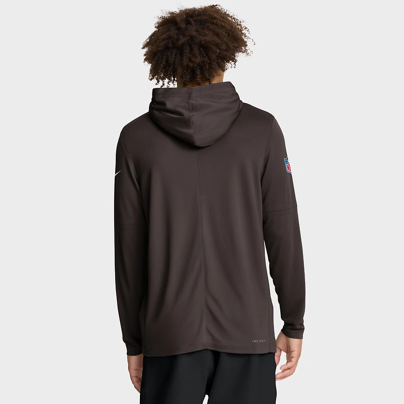 T-shirt à capuche manches longues Nike Cleveland Browns Sideline Pure Fury Dri-FIT marron pour homme