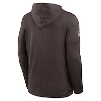 T-shirt à capuche manches longues Nike Cleveland Browns Sideline Pure Fury Dri-FIT marron pour homme
