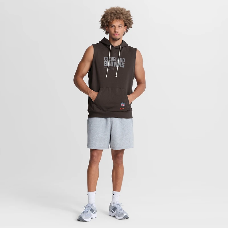 Sweat à capuche sans manches Nike Dri-FIT marron Cleveland Browns Sideline Standard Issue pour homme