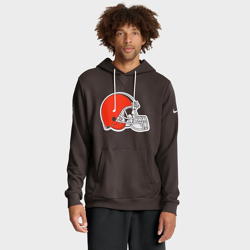 Sweat à capuche Nike marron Cleveland Browns Sideline Standard Issue Initial Home Dri-FIT pour homme