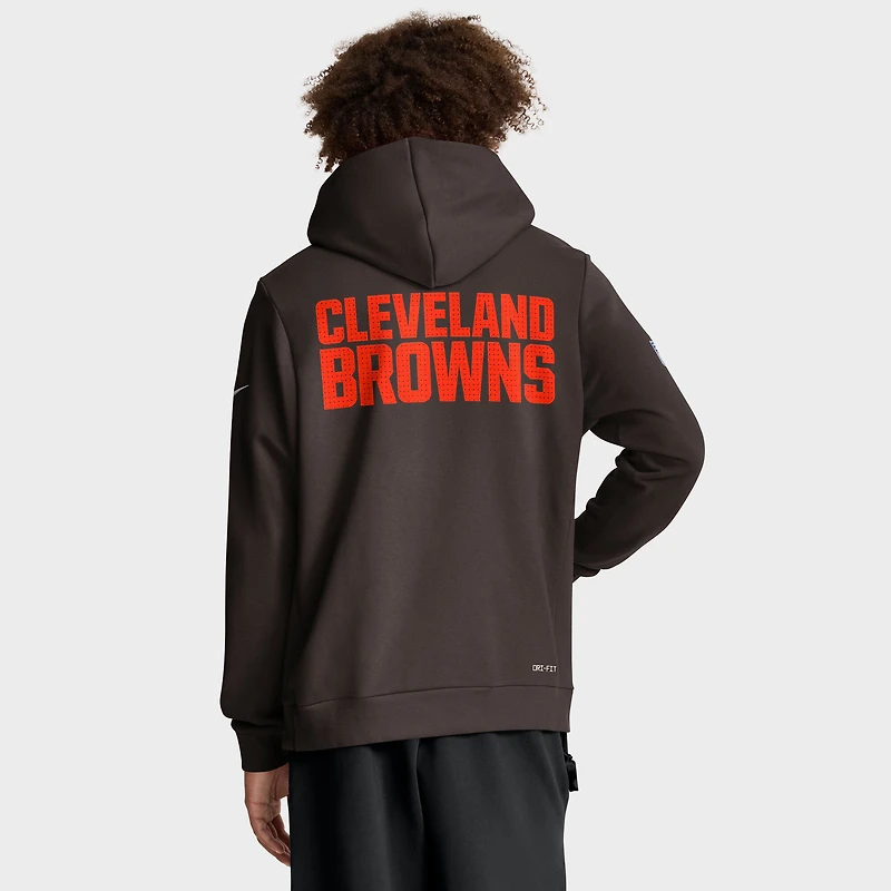 Sweat à capuche Nike marron Cleveland Browns Sideline Standard Issue Initial Home Dri-FIT pour homme
