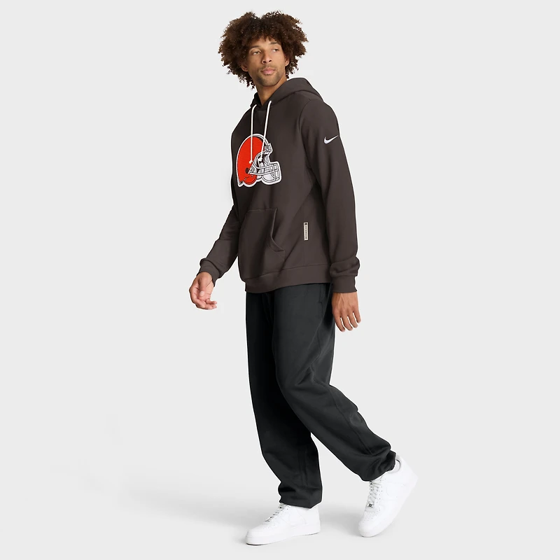 Sweat à capuche Nike marron Cleveland Browns Sideline Standard Issue Initial Home Dri-FIT pour homme