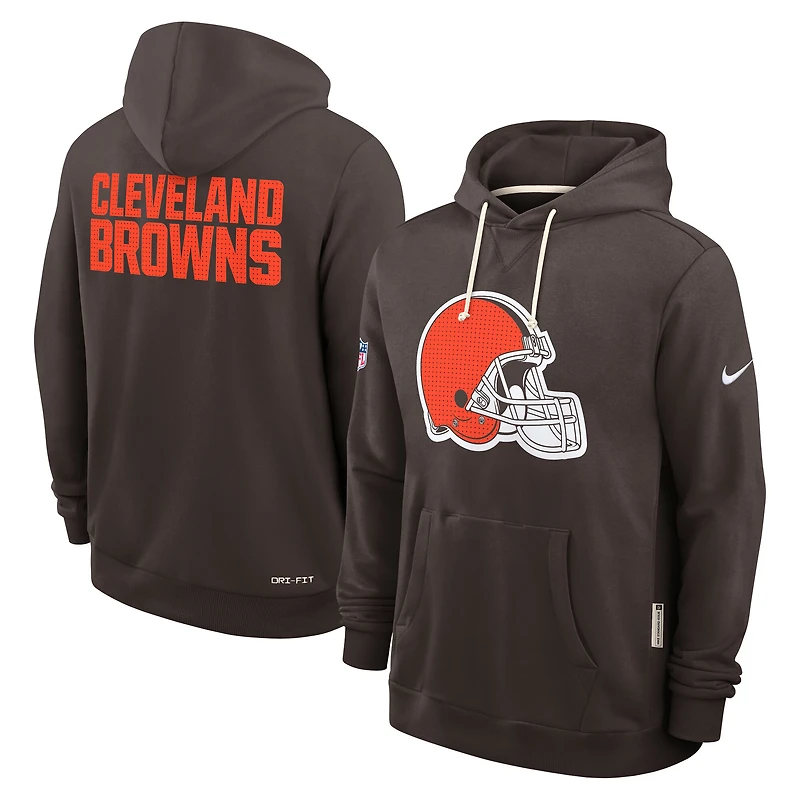 Sweat à capuche Nike marron Cleveland Browns Sideline Standard Issue Initial Home Dri-FIT pour homme