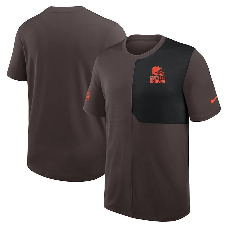 Men's Nike Brown Cleveland Browns Sideline UV Dri-Fit Coach Shirt