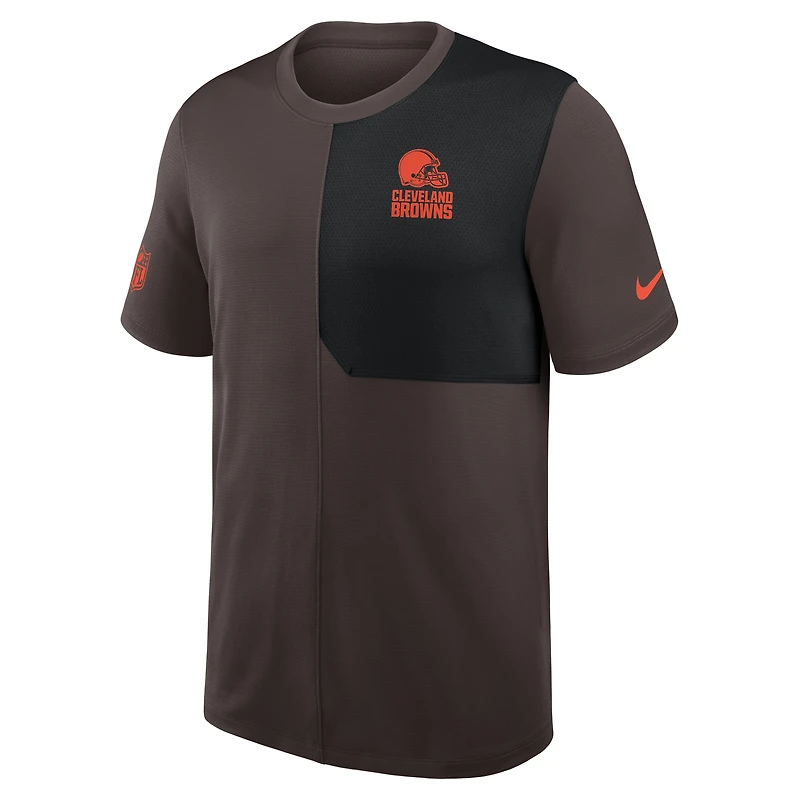 Men's Nike Brown Cleveland Browns Sideline UV Dri-Fit Coach Shirt