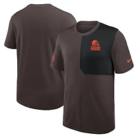 T-shirt d'entraîneur Nike marron Cleveland Browns Sideline UV Dri-Fit pour homme