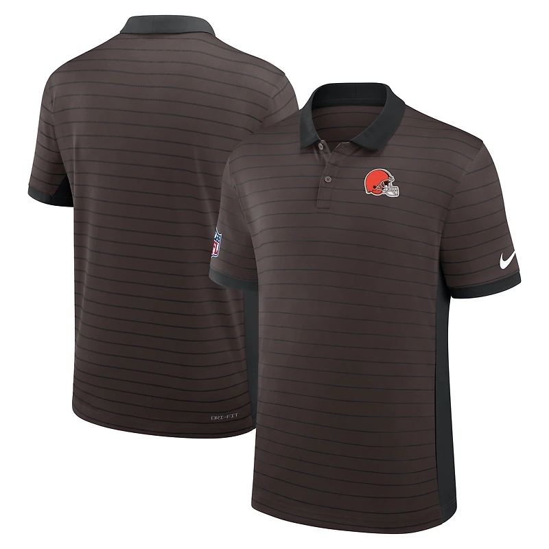 Polo Nike marron Cleveland Browns Sideline Victory Stripe Dri-FIT pour homme