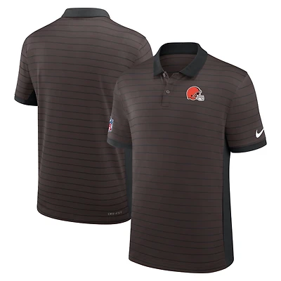 Polo Nike marron Cleveland Browns Sideline Victory Stripe Dri-FIT pour homme