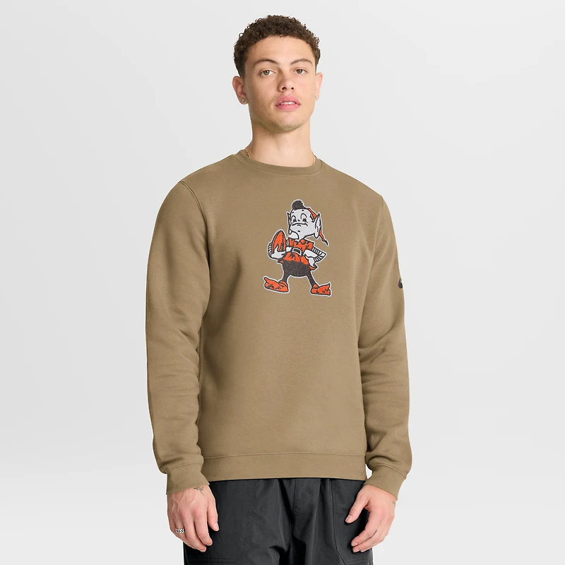 Men's Nike Brown Cleveland Browns Swing Pass Rewind Club Pullover Sweatshirt