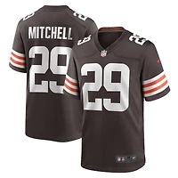 Maillot de match l'équipe Nike Cameron Mitchell marron des Cleveland Browns pour hommes