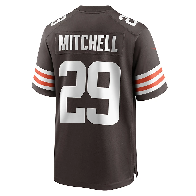 Maillot de match l'équipe Nike Cameron Mitchell marron des Cleveland Browns pour hommes