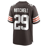 Maillot de match l'équipe Nike Cameron Mitchell marron des Cleveland Browns pour hommes