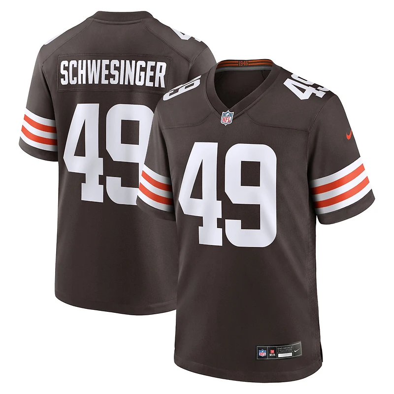 maillot Nike Carson Schwesinger Brown pour homme, de draft NFL 2025 des Cleveland Browns