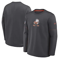 Men's Nike Charcoal Cleveland Browns Sideline Coaches Midweight Therma-FIT Sweatshirt