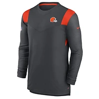 T-shirt à manches longues pour homme Nike Cleveland Browns Charcoal Sideline Performance